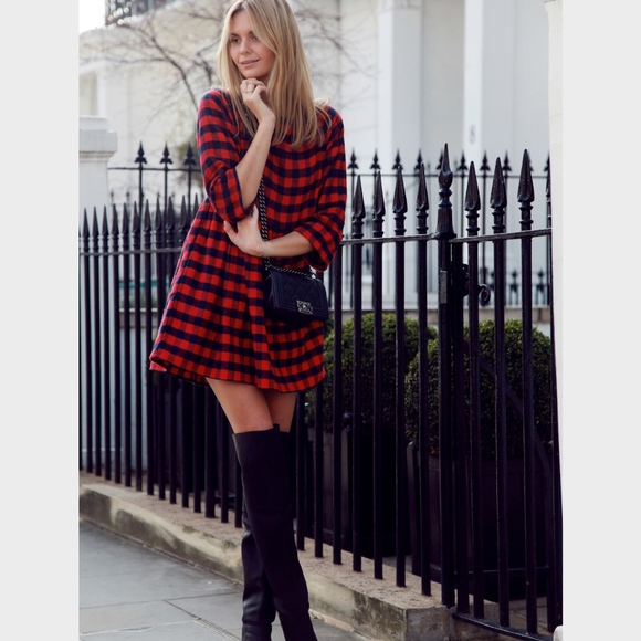 Rouge! Dresses & Skirts - Plaid Flannel Red & Black A-line Mini Dress